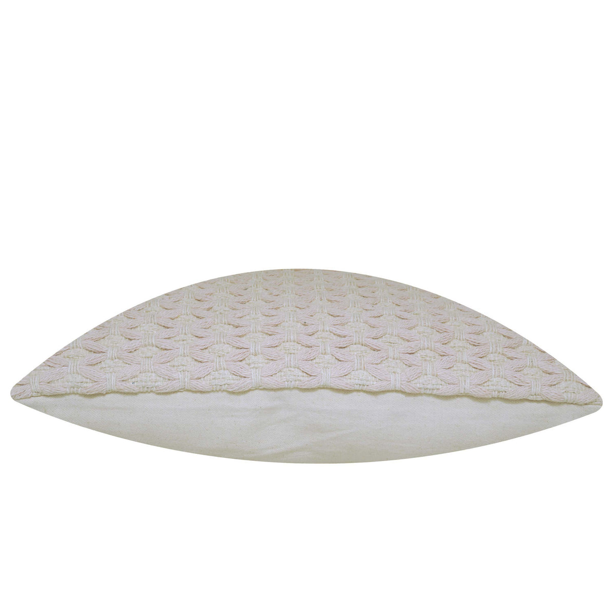 Handwoven Textured Geometric Cushion Cover – Ivory, Beige & Blush Pink – 45 x 45 cm
