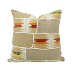 Handwoven Patchwork Kilim Cushion Cover – Beige Multi-Tone Geometric Design | 45 x 45 cm