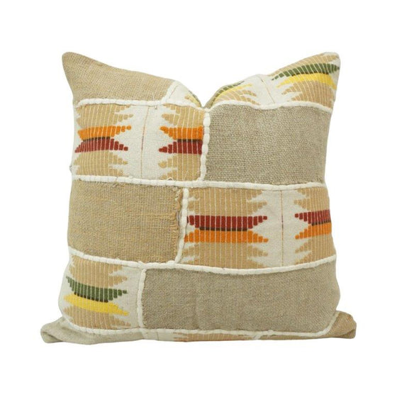 Beige Multitone Patchwork Kilim Cotton-Blend Cushion Cover 45x45 cm