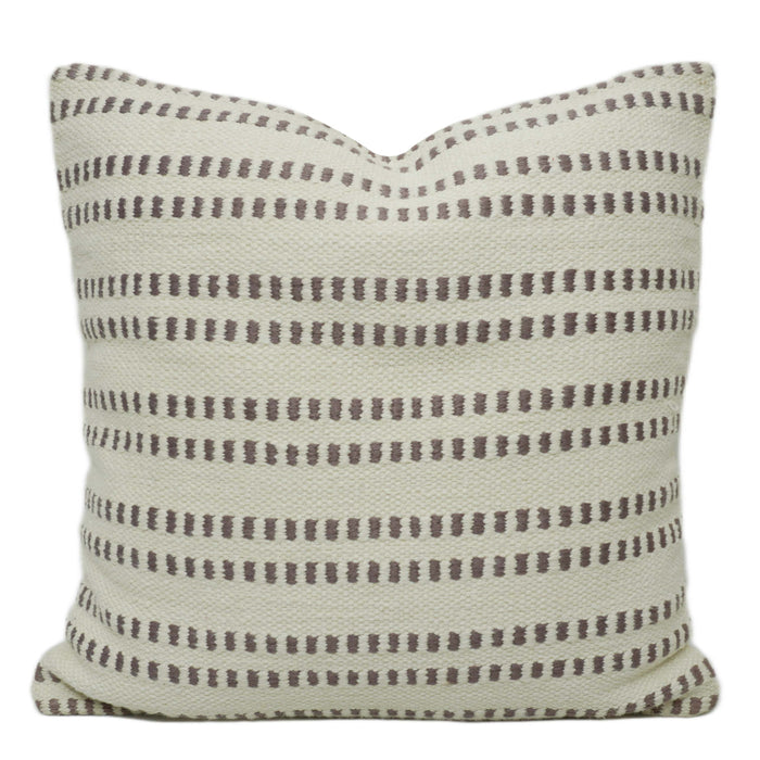 Handwoven Ivory & Taupe Striped Cushion Cover – 45 x 45 cm