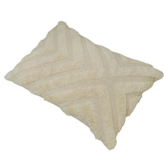 Ziggy Tufted Cotton Cushion Cover 40 x 60 cm | Handcrafted Textured Geometric Throw Pillow Cover | Ivory | Hidden Zipper