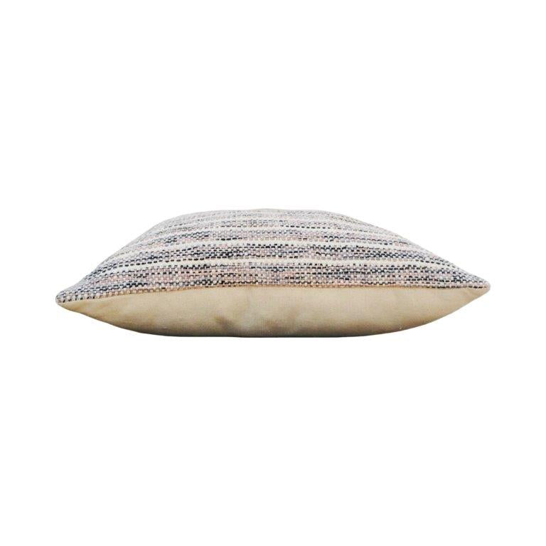 Handwoven Striped Cotton Cushion Cover 45x45 cm | Textured Handmade Throw Pillow Cover | Neutral Boho Home Décor