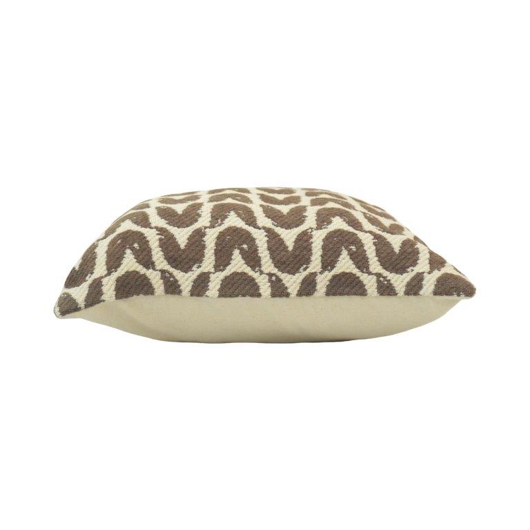 Modern Wave Pattern Jacquard Cushion Cover | Brown & Cream Geometric Design | 45x45 cm - Bulk manufacturer & supplier from Panipat, India