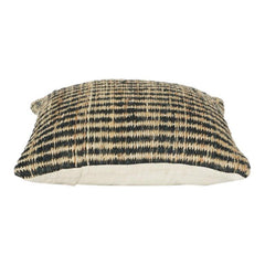 Handgewebter Jute-Kissenbezug | Natur- & schwarz gestreifter Kissenbezug mit Textur | Rustikales Boho-Wohnaccessoire