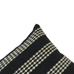 Handwoven Black & White Cotton Cushion Cover | Textured Dot Stripe Design | 45 x 45 cm