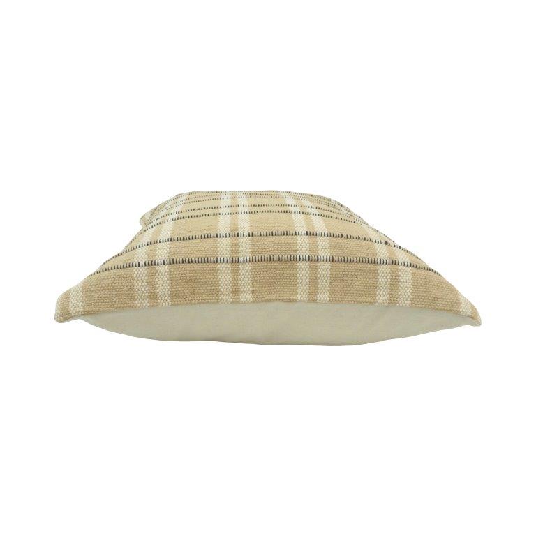 Handmade Woven Cotton Cushion Cover 45x45 cm | Beige Striped Textured Throw Pillow Cover | Artisan Neutral Home Décor - Bulk manufacturer & supplier from Panipat, India