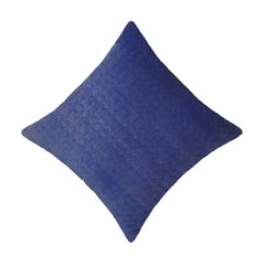 Navy Blue Cotton Velvet Embroidered Cushion Cover 45x45 cm | Quilted Geometric Design | Soft Decorative Throw Pillow Cover with Concealed Zip