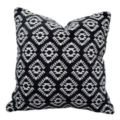Handwoven Jacquard Cotton Cushion Cover 45x45 cm | Black & White Geometric Woven Design | Decorative Sofa Throw Pillow Cover | Hidden Zipper | 18x18 Inch