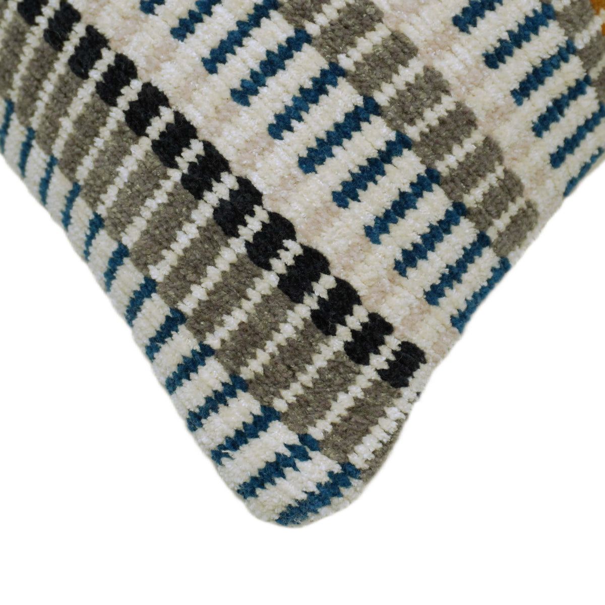 Handwoven Striped Cotton Cushion Cover 45x45 cm – Multicolor Textured Boho Accent Pillow Cover