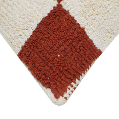 Machine Tufted Checkerboard Cushion Cover – Rust & Cream Textured Design, 45 x 45 cm