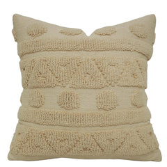 Handcrafted Cotton Tufted Loop Cushion Cover 45x45 cm | Boho Textured Decorative Throw Pillow Cover | Cream Ivory | Hidden Zipper | Modern Living Room & Bedroom Décor