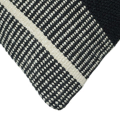 Black and white geometric striped handwoven cotton cushion cover 45x45 cm