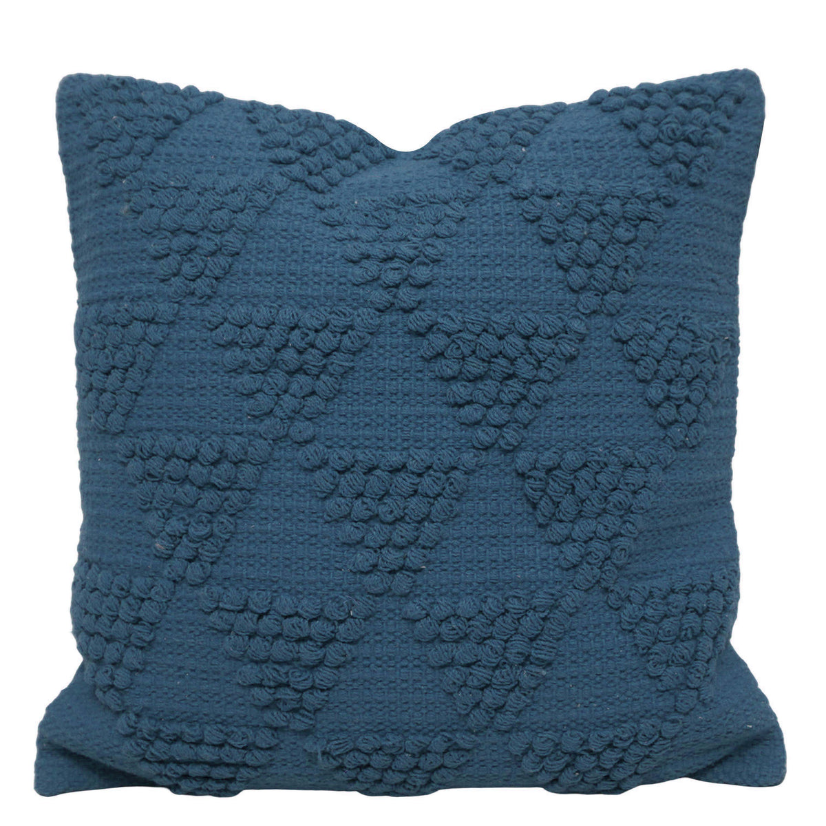 Handwoven Cotton Cushion Cover 45x45 cm – Textured Abstract Pattern in Deep Navy Blue