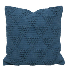 Handwoven Cotton Cushion Cover 45x45 cm – Textured Abstract Pattern in Deep Navy Blue