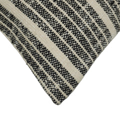 Handwoven Cotton Cushion Cover 45x45 cm | Black & Natural Striped Woven Throw Pillow Cover | Modern Boho Farmhouse Decorative Cushion Cover | Hidden Zipper