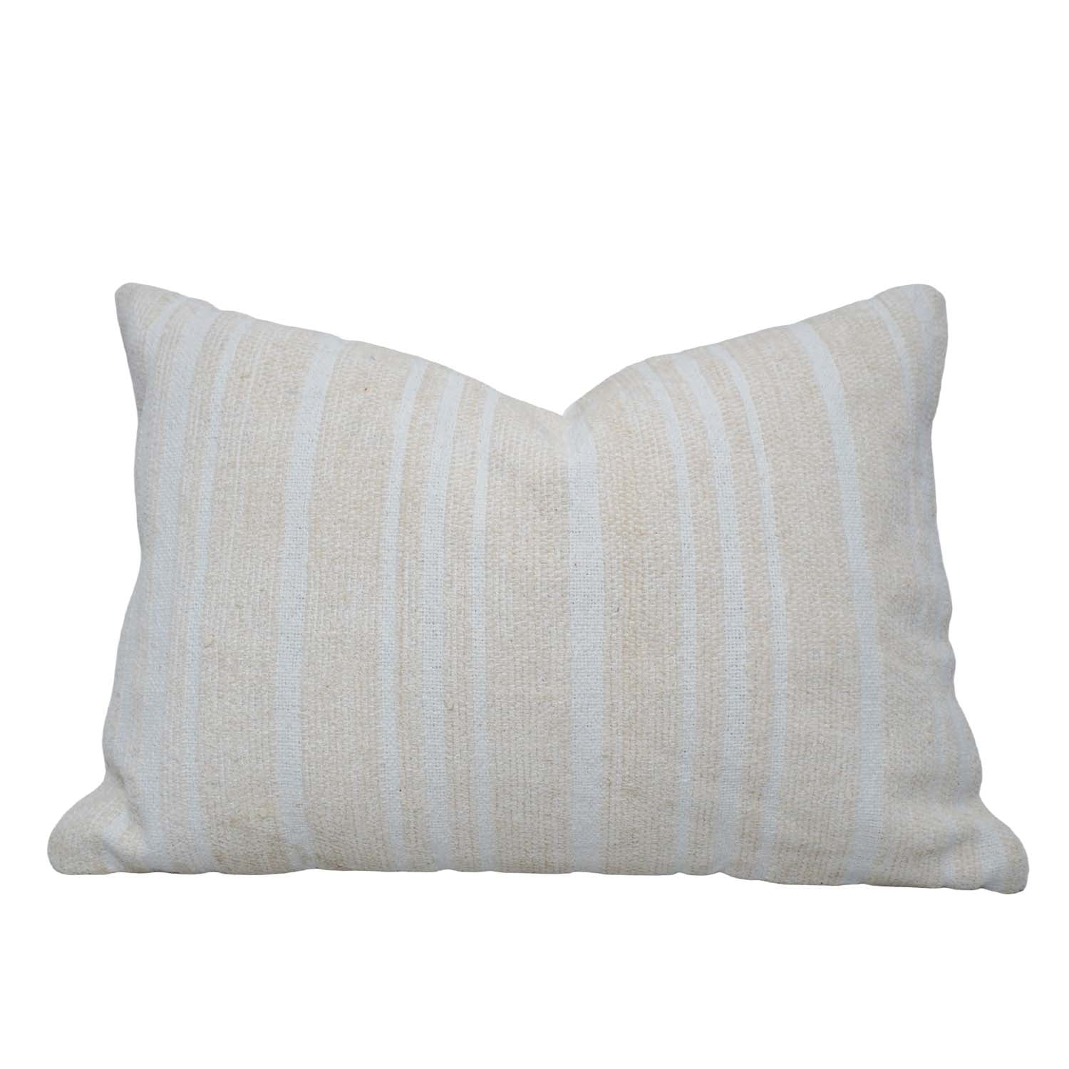 Handmade Woven Cotton Cushion Cover 40 x 60 cm | Natural Ivory Textured Lumbar Pillow Cover | Minimalist Boho Home Décor | Hidden Zipper