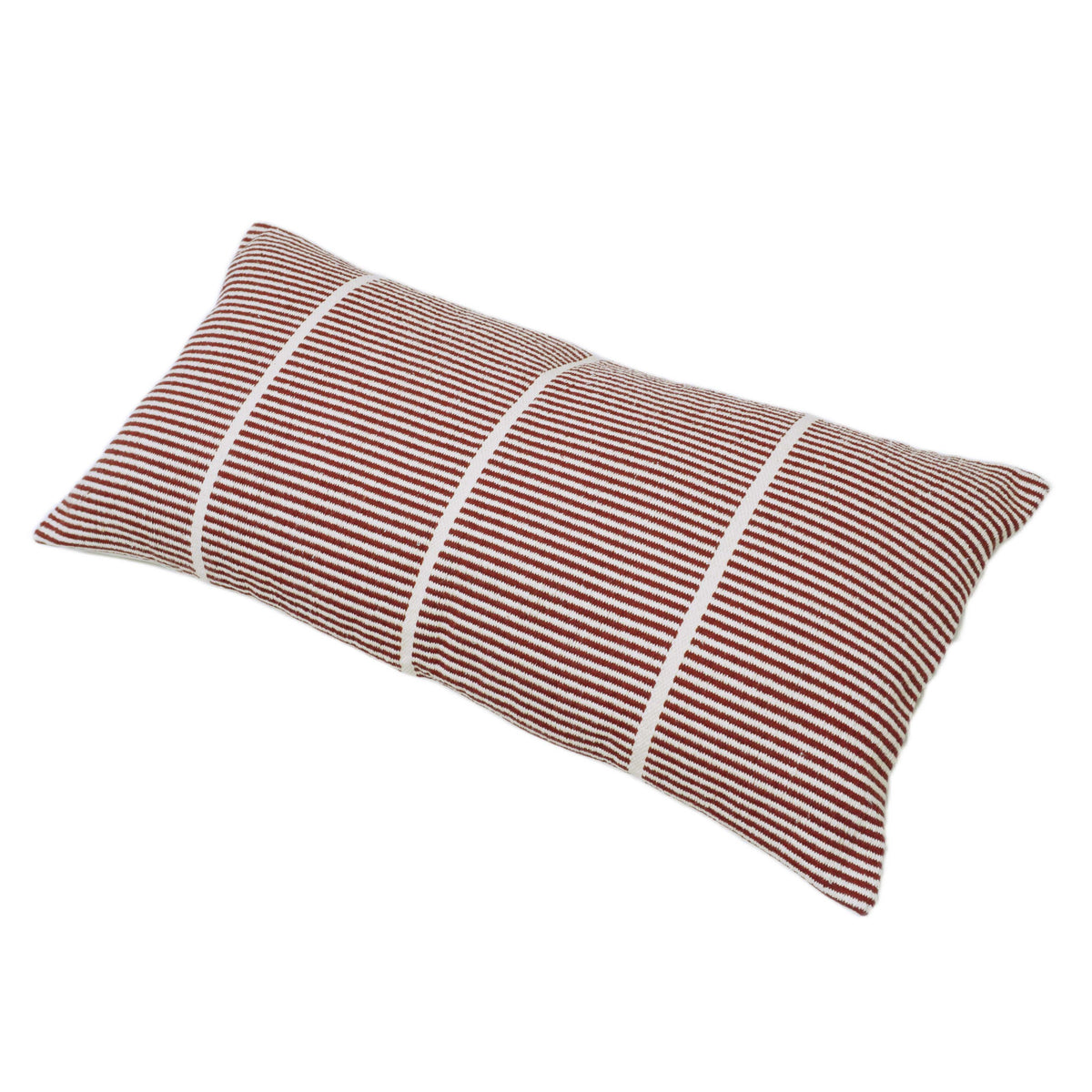 Handwoven Brown & Ivory Striped Cushion Cover – 30 x 60 cm