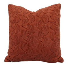 Machine Knitted Textured Cushion Cover 45 x 45 cm – Terracotta Abstract Wave Pattern