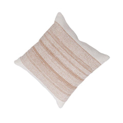 Handwoven Cotton Cushion Cover 45x45 cm | Textured Stripe Woven Design | Decorative Throw Pillow Cover | Neutral Beige & Ivory Cushion Cover