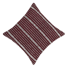 Burgundy and ivory striped handwoven cotton cushion cover 45x45 cm