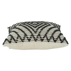 Handgewebter Baumwoll-Kissenbezug 45x45 cm – Schwarz & Off-White Geometrisches Strukturiertes Design | Boho Modernes Dekokissen