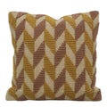 Handwoven Cotton Cushion Cover – Mustard & Brown Geometric Leaf Pattern, 45 x 45 cm