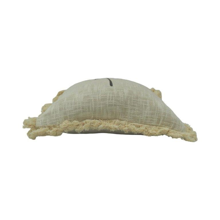 Palm Tree Embroidered Cushion Cover with Fringed Edges | Cotton Decorative Pillow Cover 45x45 cm - Bulk manufacturer & supplier from Panipat, India