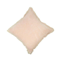 Luxury Blush Pink Velvet Cotton Cushion Cover with Fringe Border – 45x45 cm