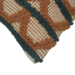 Handwoven Geometric Cushion Cover – Rust & Charcoal Textured Pattern, 45 x 45 cm