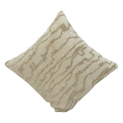 Beige Abstract Jacquard Cotton Cushion Cover 45x45 cm | Textured Woven Neutral Decorative Pillow Cover