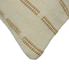 Handwoven Cotton Cushion Cover 45x45 cm – Ivory Beige Textured Stripe Design