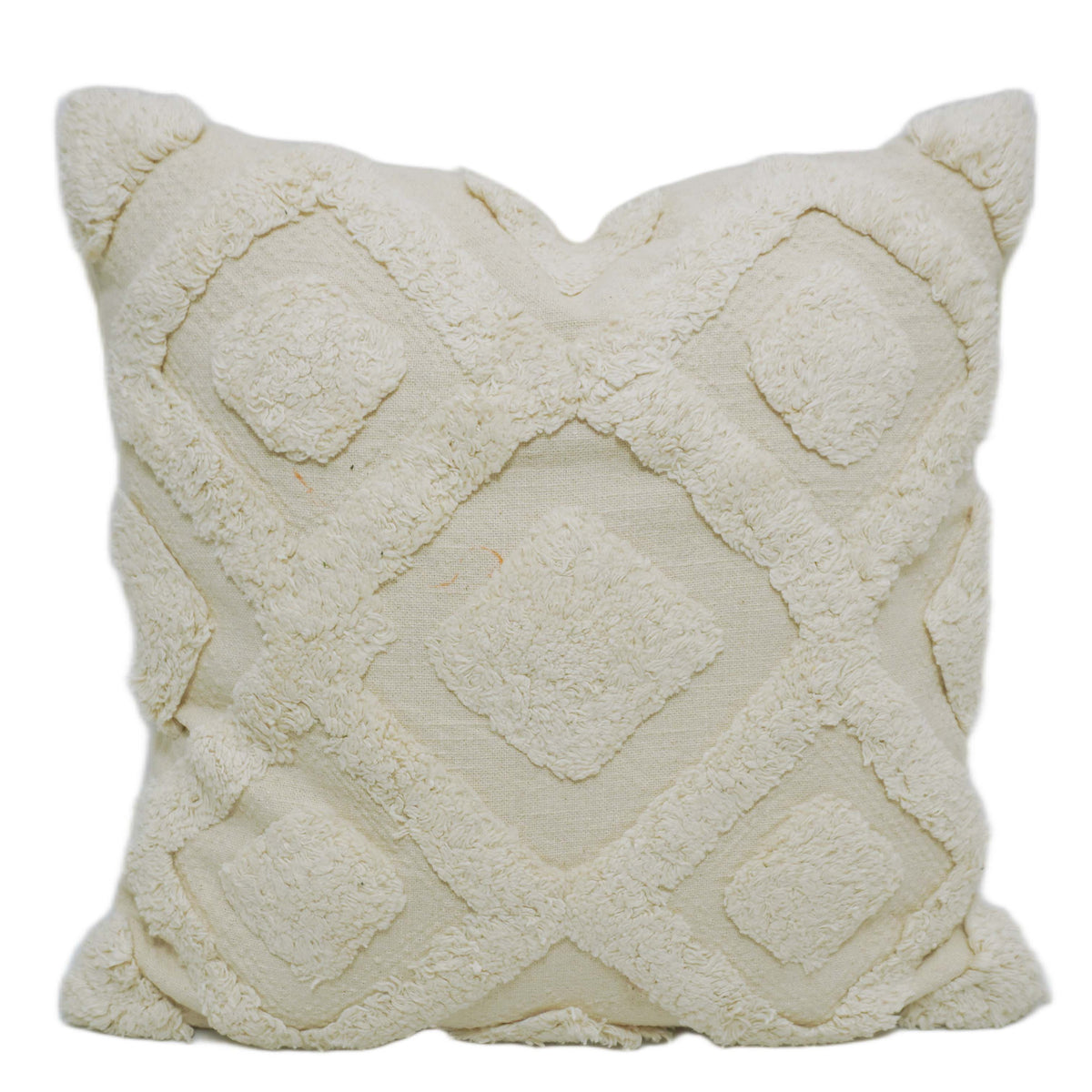 Ivory Diamond Hand-Tufted Cotton Cushion Cover 45x45 cm