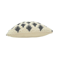 Tufted Diamond Pattern Cotton Cushion Cover | Black & Ivory Textured Boho Throw Pillow Cover | 45 x 45 cm