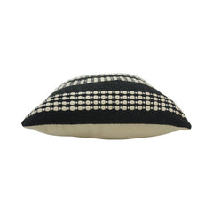 Handwoven Black & White Cotton Cushion Cover | Textured Dot Stripe Design | 45 x 45 cm