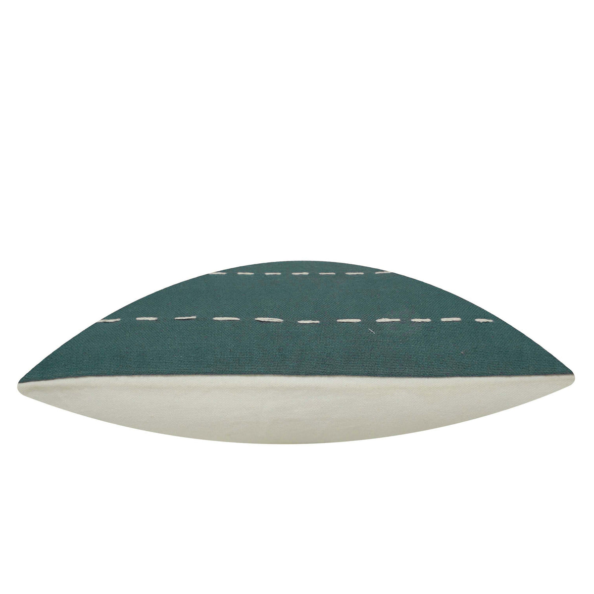 Teal hand embroidered cotton cushion cover with running stitch 45x45 cm
