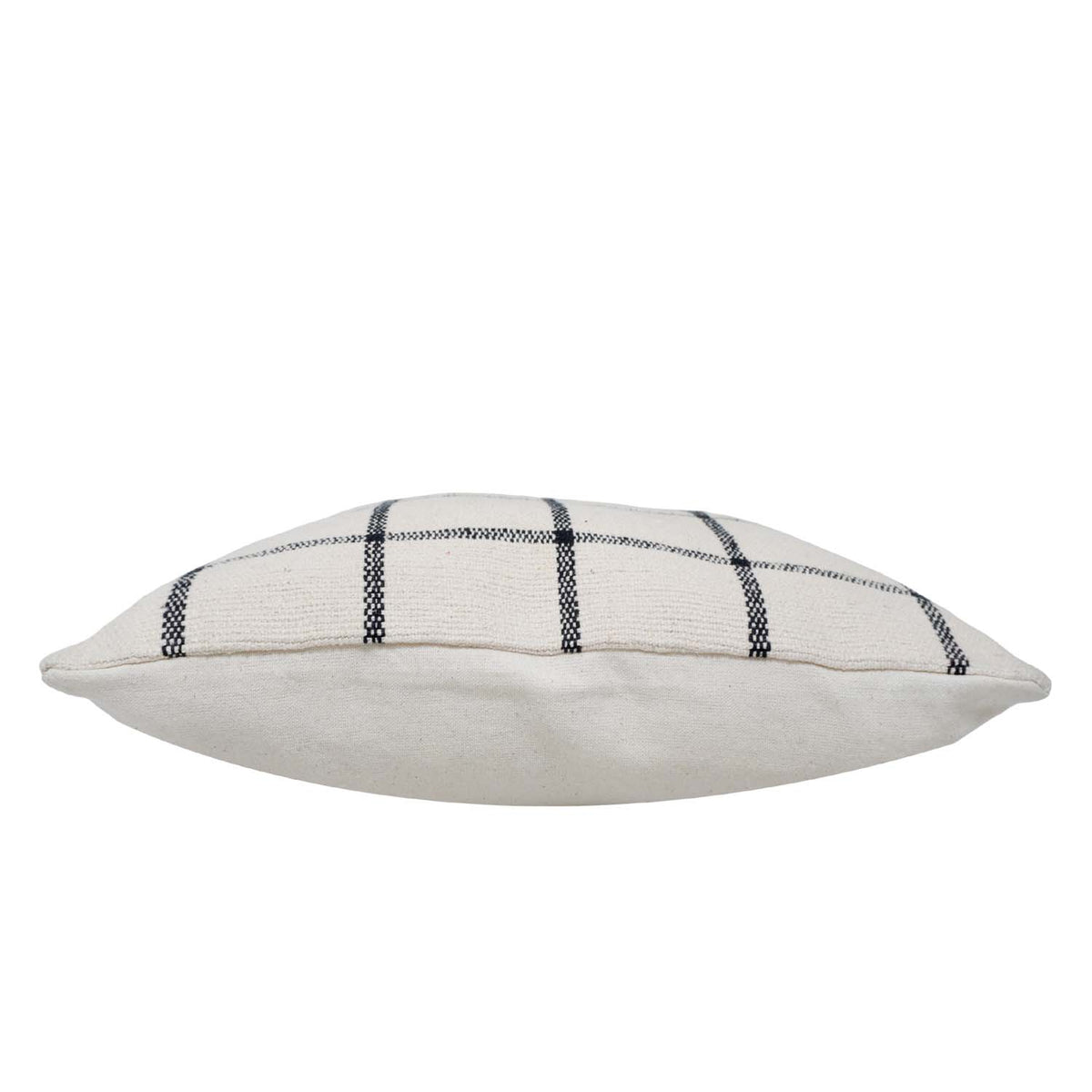 Handwoven Cotton Checkered Cushion Cover 45x45 cm | Black & Ivory Grid Pattern | Modern Farmhouse Decorative Throw Pillow Cover | Hidden Zip | 100% Cotton - Bulk manufacturer & supplier from Panipat, India