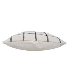 Handwoven Cotton Checkered Cushion Cover 45x45 cm | Black & Ivory Grid Pattern | Modern Farmhouse Decorative Throw Pillow Cover | Hidden Zip | 100% Cotton