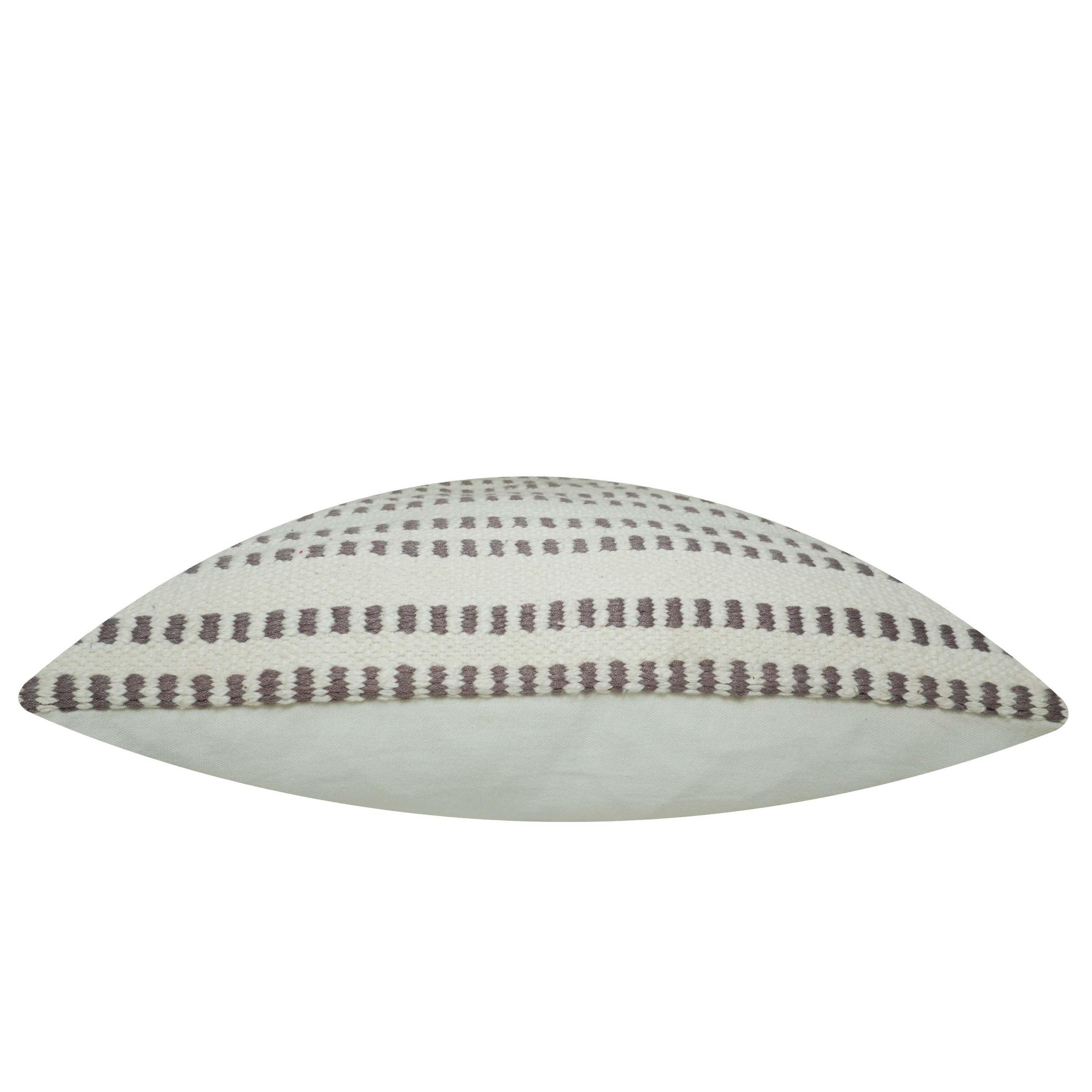 Handwoven Ivory & Taupe Striped Cushion Cover – 45 x 45 cm