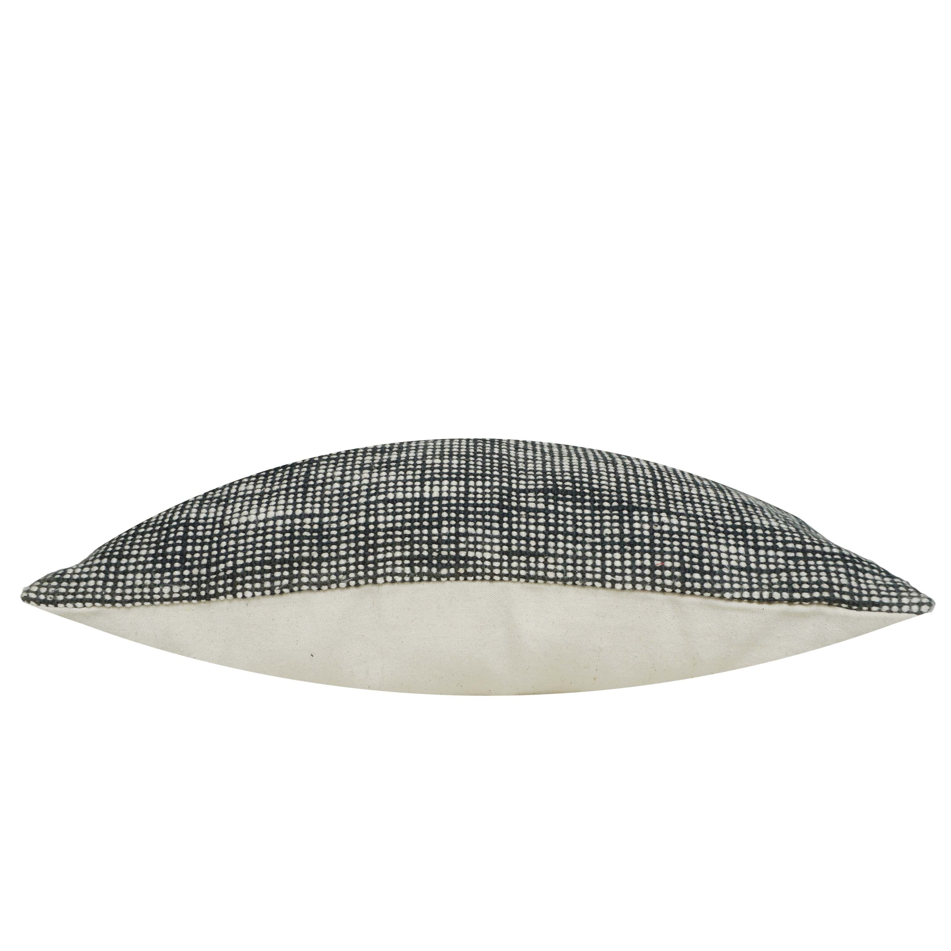Handwoven Cotton Cushion Cover 45x45 cm | Black & Natural Textured Stripe Design | Decorative Sofa Cushion Cover | Hidden Zip | 100% Cotton | 18x18 Inch
