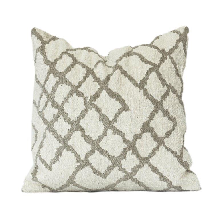 Beige Geometric Jacquard Cotton Cushion Cover – 45x45 cm | Textured Modern Throw Pillow Cover