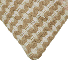 Handwoven Textured Geometric Cushion Cover – Ivory, Beige & Blush Pink – 45 x 45 cm
