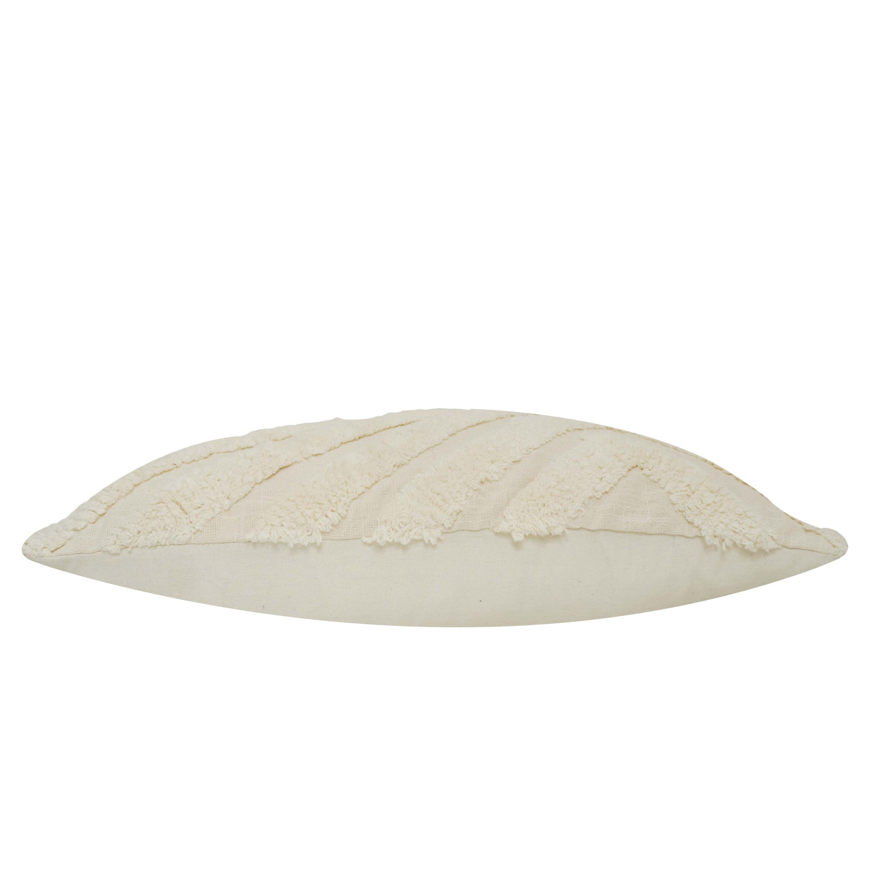 Ziggy Tufted Cotton Cushion Cover 40 x 60 cm | Handcrafted Textured Geometric Throw Pillow Cover | Ivory | Hidden Zipper