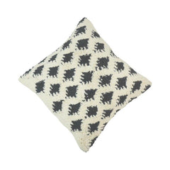 Tufted Diamond Pattern Cotton Cushion Cover | Black & Ivory Textured Boho Throw Pillow Cover | 45 x 45 cm