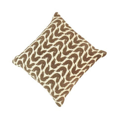 Modern Wave Pattern Jacquard Cushion Cover | Brown & Cream Geometric Design | 45x45 cm