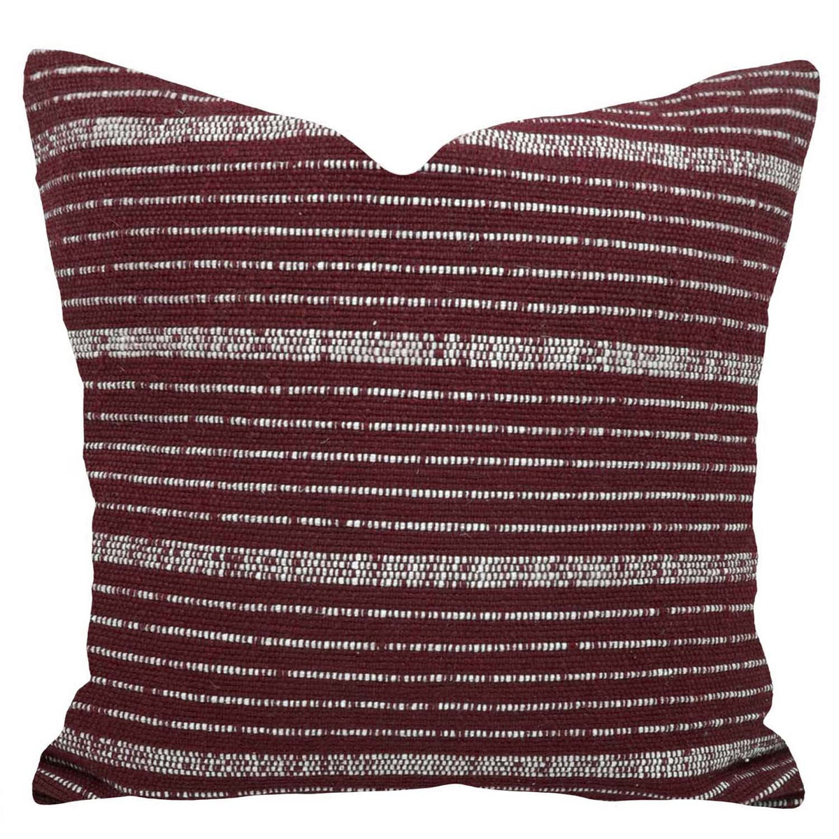 Burgundy & Ivory Stripe Handwoven Cotton Cushion Cover 45x45 cm