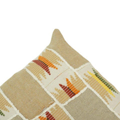 Handwoven Patchwork Kilim Cushion Cover – Beige Multi-Tone Geometric Design | 45 x 45 cm