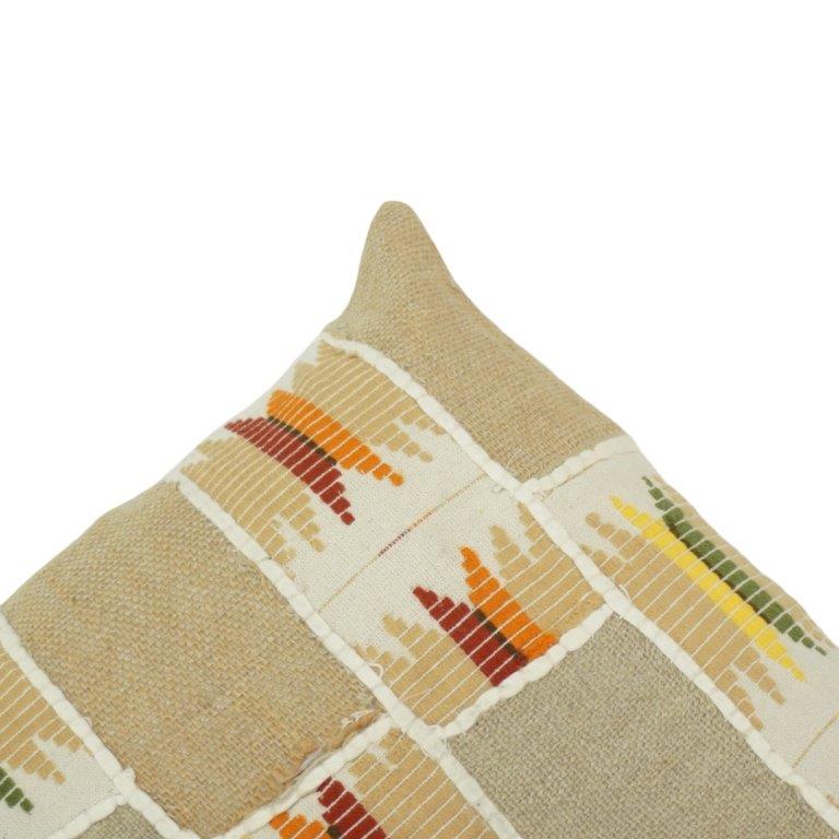 Handwoven Patchwork Kilim Cushion Cover – Beige Multi-Tone Geometric Design | 45 x 45 cm