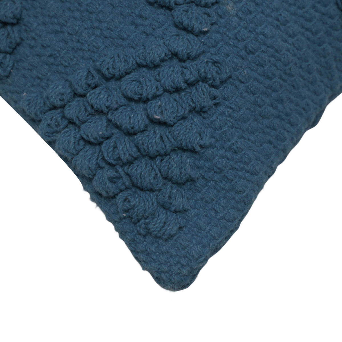 Handwoven Cotton Cushion Cover 45x45 cm – Textured Abstract Pattern in Deep Navy Blue