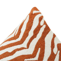 Rust Zebra Jacquard Cushion Cover – 35x50 cm | Textured Woven Cotton | Modern Statement Decor