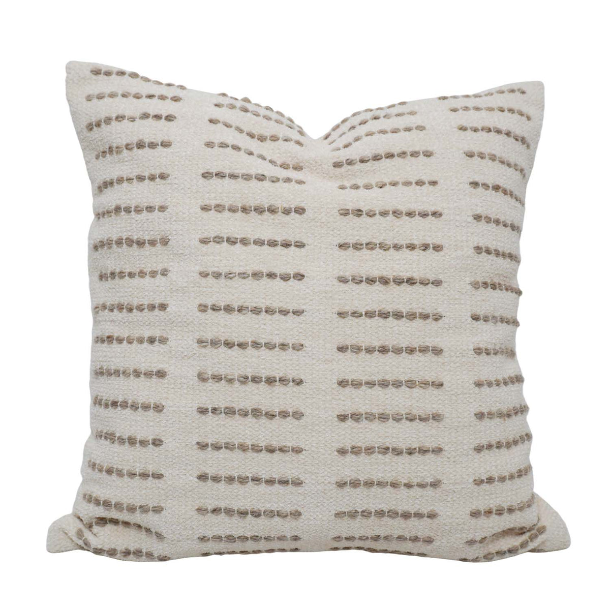Handmade Cotton Cushion Cover 45x45 cm | Textured Woven Stripe Design | Decorative Throw Pillow Cover with Concealed Zip | Natural & Beige - Bulk manufacturer & supplier from Panipat, India